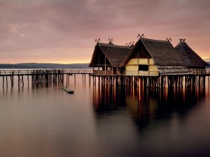 Lake Stilt House Wallpaper