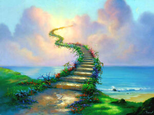 Heavenly Staircase Painting Wallpaper