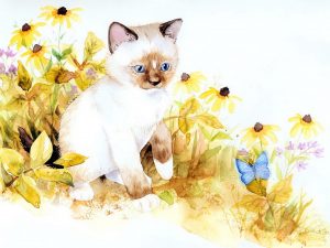 Kitten Staring Painting Wallpaper