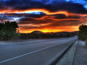 Sunset Above Road Wallpaper