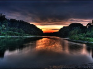 Still River Sunset Wallpaper