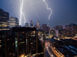 City Lightning Storm Wallpaper