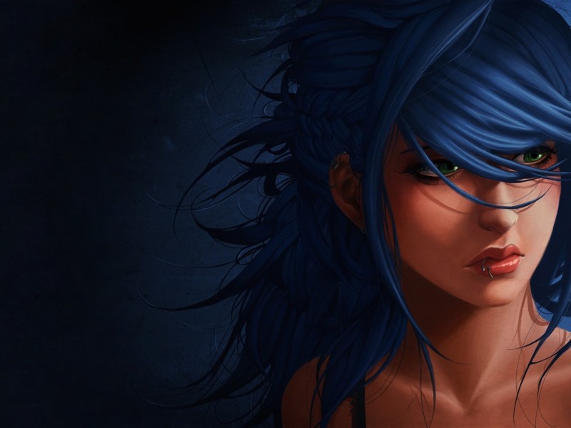 Fantasy Girl Blue Hair Wallpaper