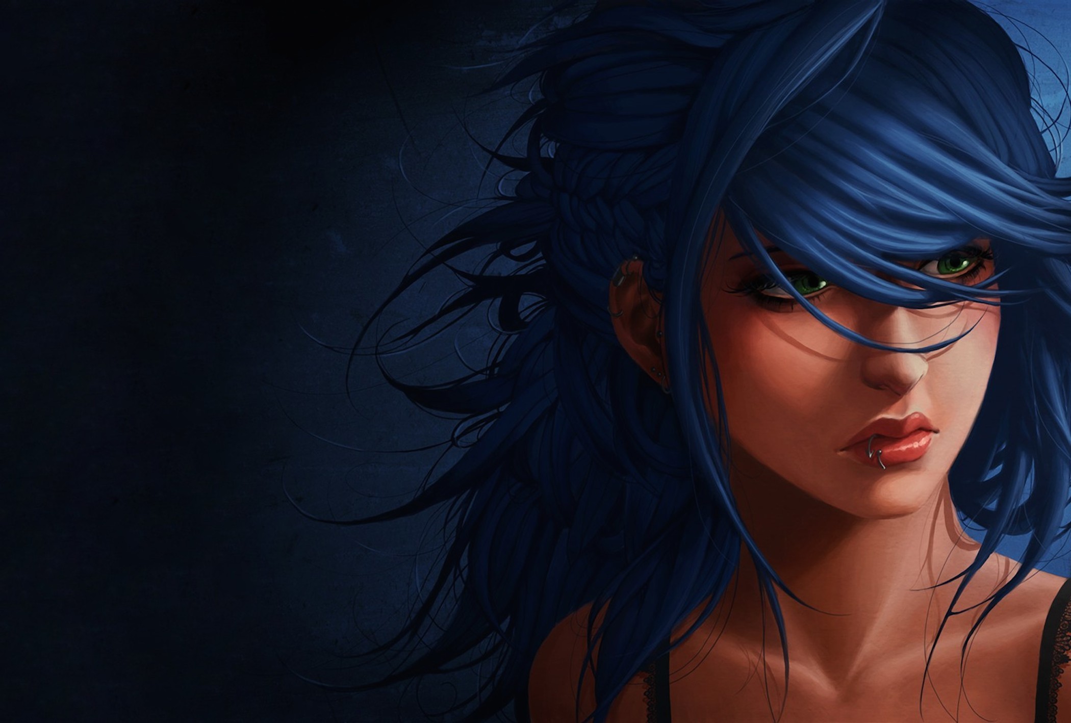 Blue-haired girl with braids wallpaper - wide 6