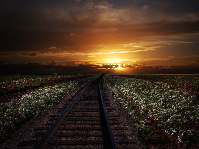 Railroad Sunset Wallpaper