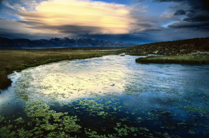 Lenticular Cloud Over Hot Creek In The Eastern Sierra, California