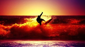 Sunset Surfing Wallpaper