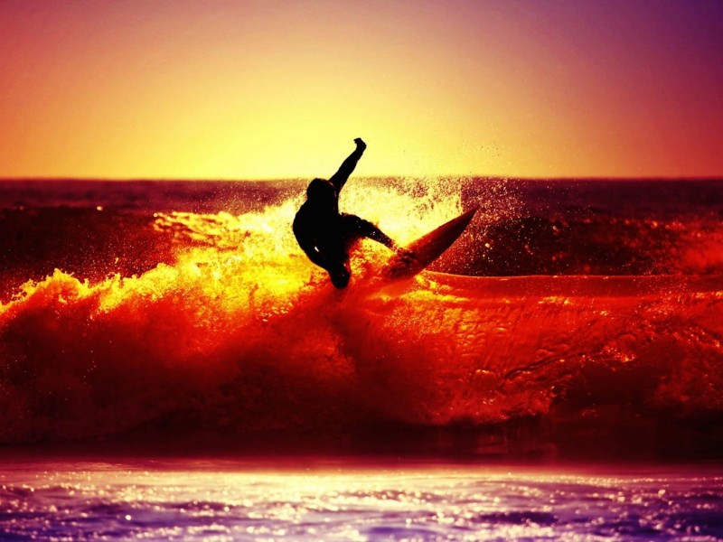 Sunset Surfing Wallpaper