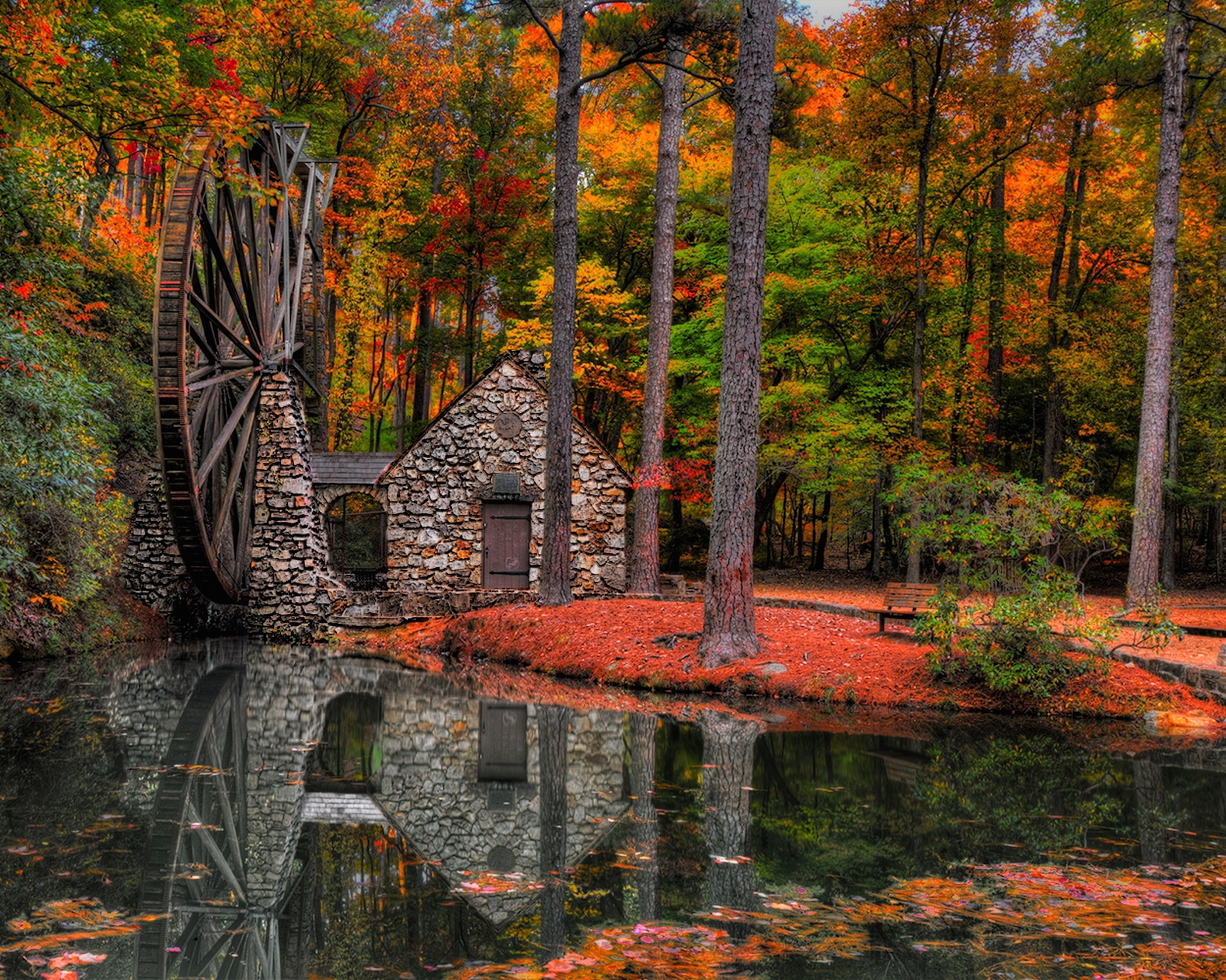 Autumn Water Mill Wallpaper Free Autumn Downloads