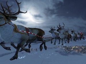 Santa Flying Reindeer Wallpaper