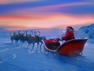 Santa Riding Sleigh Wallpaper