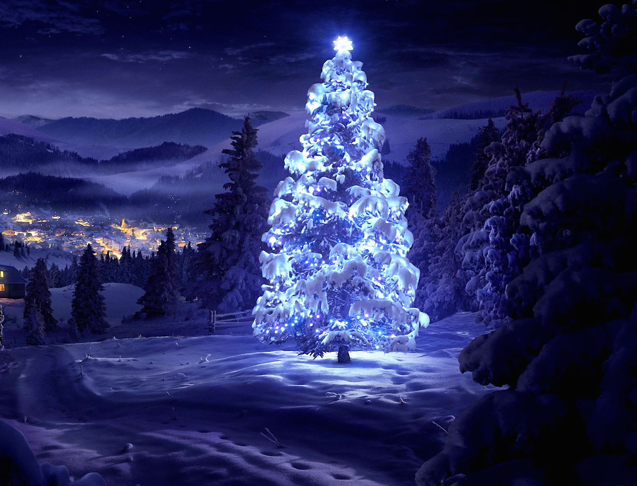 Snowy Christmas Tree Wallpaper | Free HD Downloads
