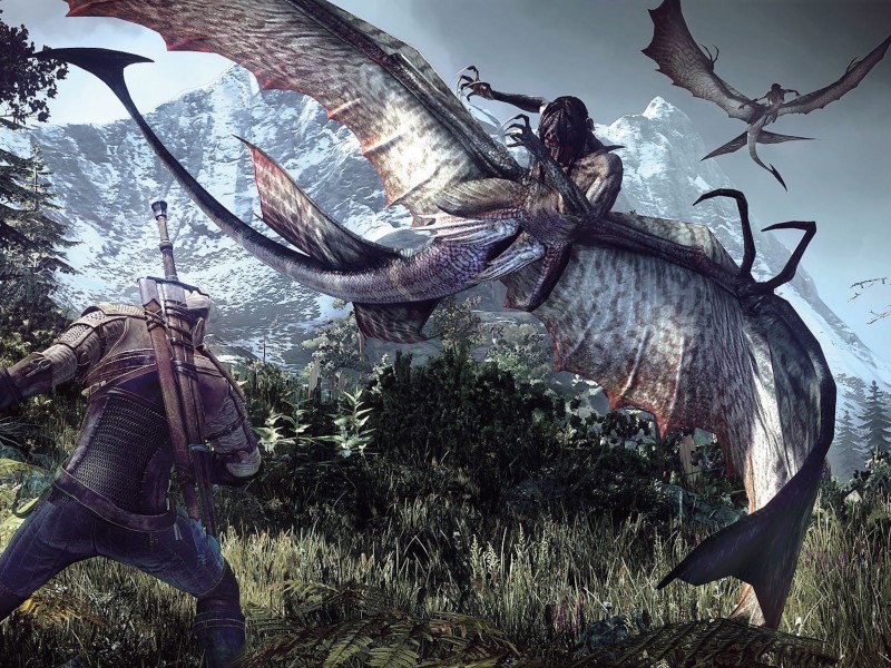 Witcher 3-Geralt Fighting Monster Wallpaper
